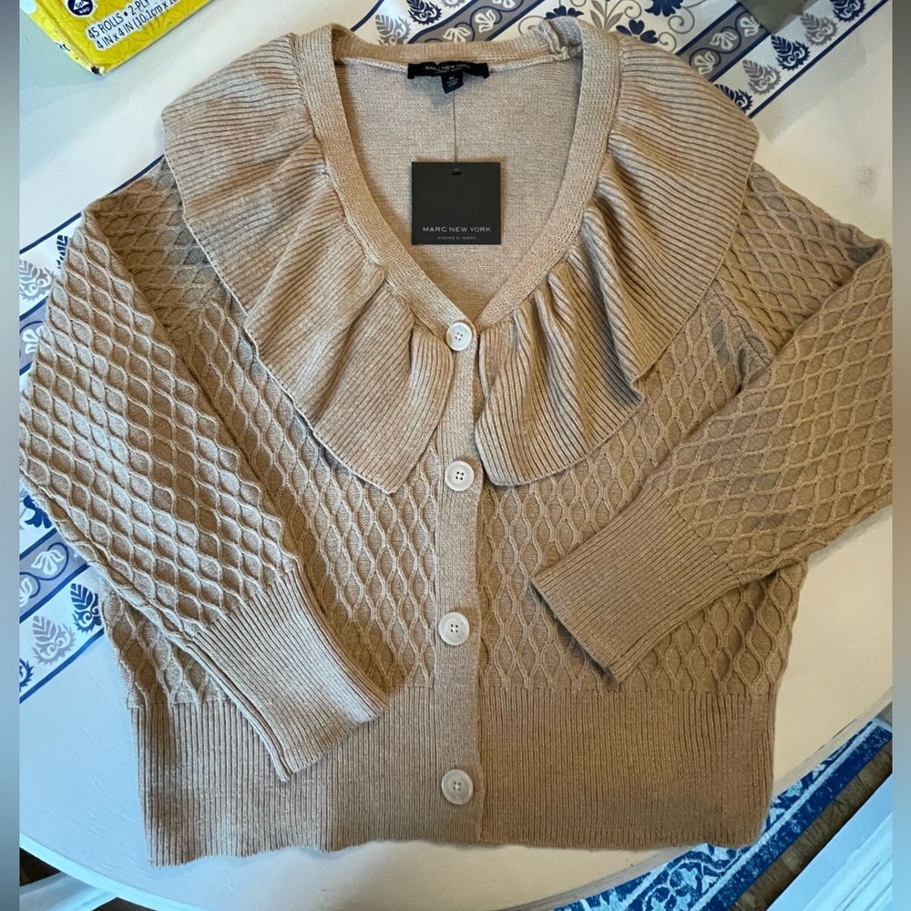 Women’s tan collared cardigan